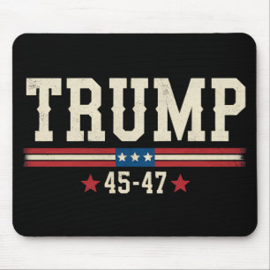 Tapis De Souris Trump 45 47 Drapeau américain USA Rétro Vintage