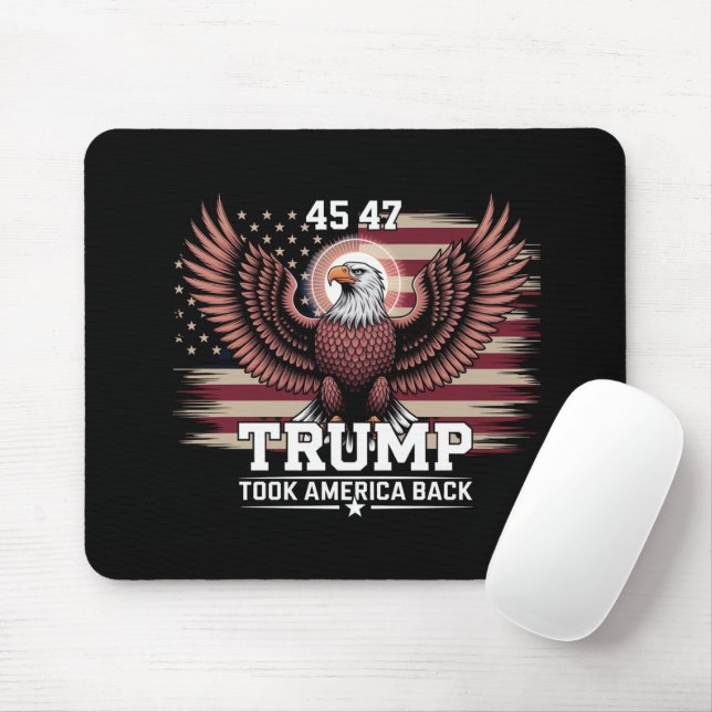 Tapis De Souris Trump 45e 47e Président Drapeau 2025 Aigle Amériqu (Avec souris)
