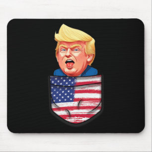 Tapis De Souris Trump dans la poche Drapeau américain drôle Trump