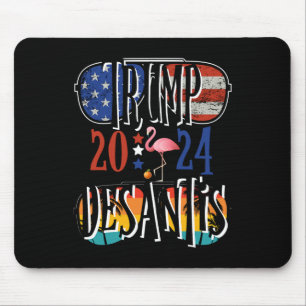 Tapis De Souris Trump Desantis Élection Drapeau Américain Flamant
