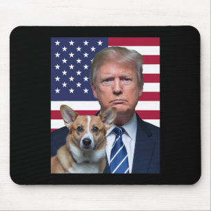 Tapis De Souris Trump et Pembroke Welsh Corgi Dog Drapeau des État
