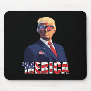 Tapis De Souris Trump Happy 4 juillet Trump American Flag 1