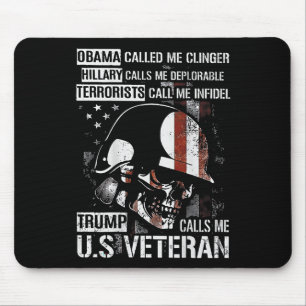 Tapis De Souris Trump m'appelle le crâne vétéran américain Drapeau