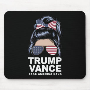 Tapis De Souris Trump Vance Reprenez l'Amérique Messy Bun Girl