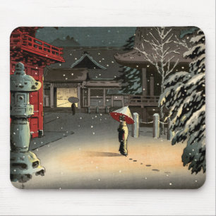 Tapis De Souris Tsuchiya Koitsu - Neige au temple de Nezu