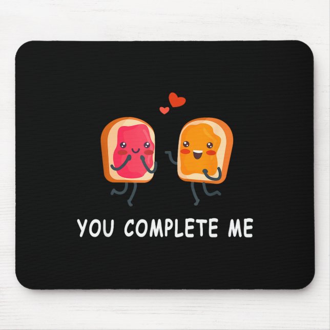 Tapis De Souris Tu Me Complètes Mignon Saint-Valentin Beurre D'ara (Devant)
