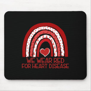 Tapis De Souris Tu Rainbow Heart Disease Awareness Red Ribbon Gift