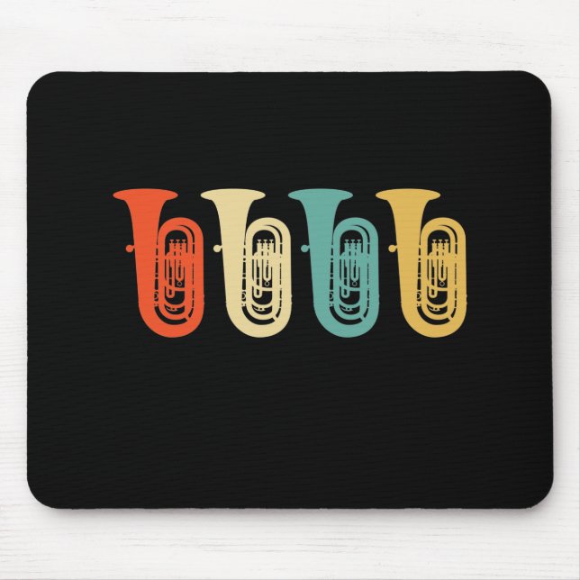 Tapis De Souris Tuba gift, retro tuba player, orchestra (Devant)