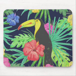 Tapis De Souris Tucan tropical et forêt tropicale Feuille