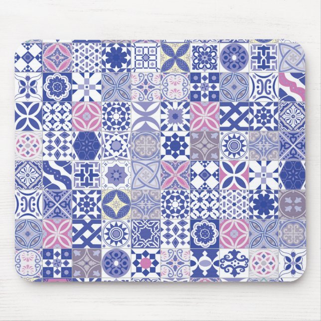 Tapis De Souris Tuile marocaine - violet et rose (Devant)
