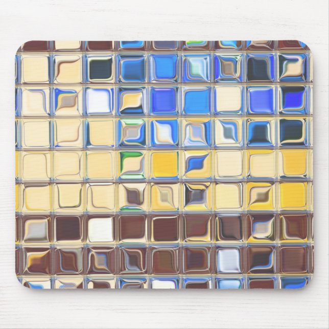 Tapis De Souris Tuiles bleues en verre de ~ de café (Devant)