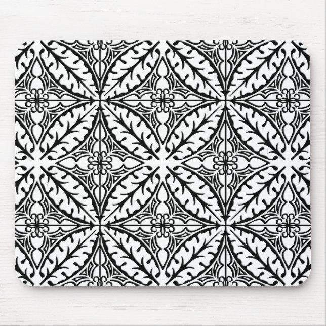 Tapis De Souris Tuiles marocaines - blanc et noir (Devant)