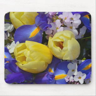 Tapis De Souris Tulières de printemps et iris fleurs mousepad