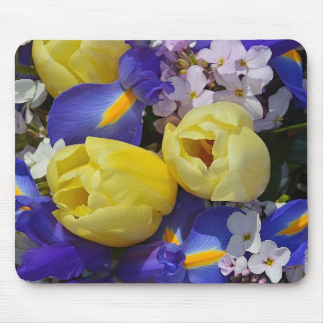 Tapis De Souris Tulières de printemps et iris fleurs mousepad (Devant)