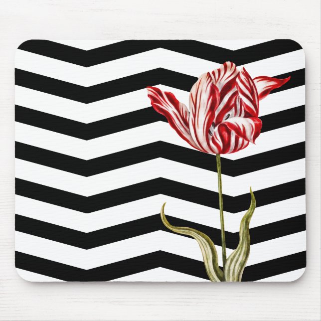 Tapis De Souris Tulip Botanique Chevron Stripe Motif (Devant)
