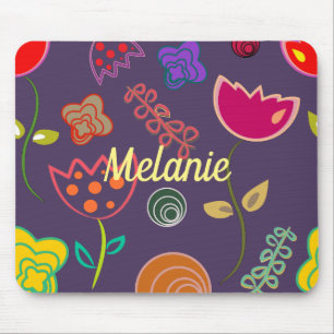 Tapis De Souris Tulipe funky motif violet personnalisé
