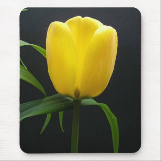 Tapis De Souris Tulipe jaune unique sur fond noir