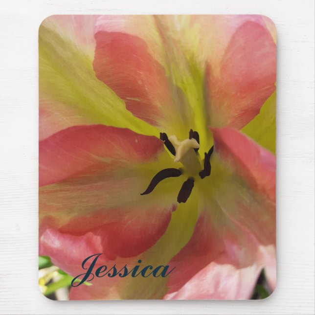 Tapis De Souris Tulipe rose et jaune (Devant)