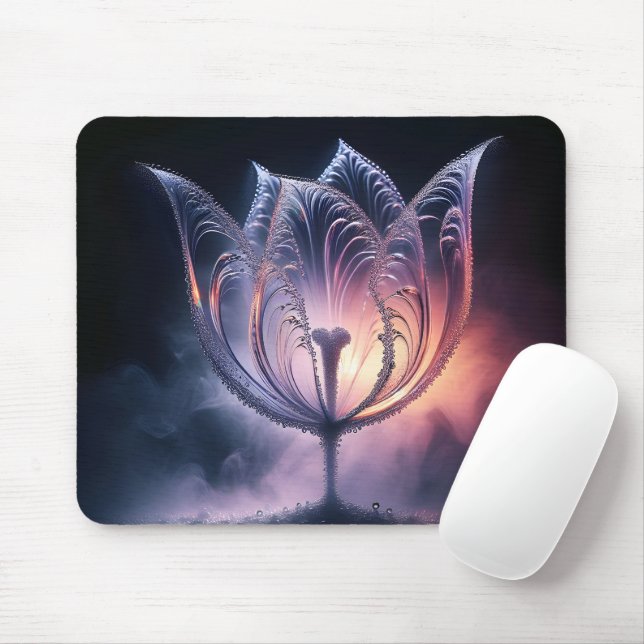 Tapis De Souris Tulipe transparente avec gouttes de pluie (Avec souris)