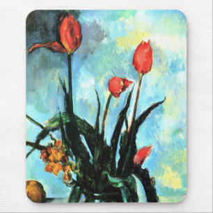 Tapis De Souris Tulipes dans un vase de Paul Cézanne, Art ancien