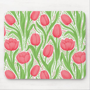 Tapis De Souris Tulipes en rouge et vert