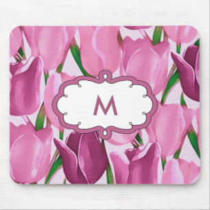 Tapis De Souris Tulipes Printemps Peinture personnalisée Monogramm