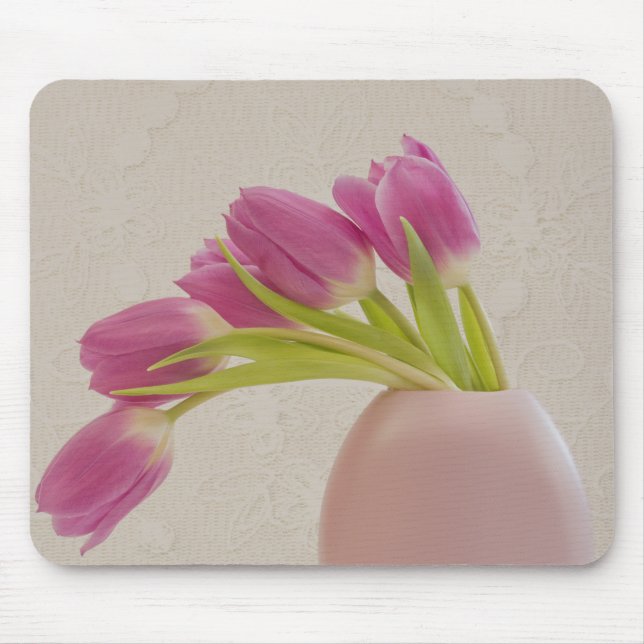 Tapis De Souris Tulipes Roses Et Dentelles (Devant)