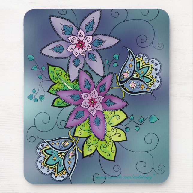 Tapis De Souris Tulipes turquoises Mousepad (Devant)