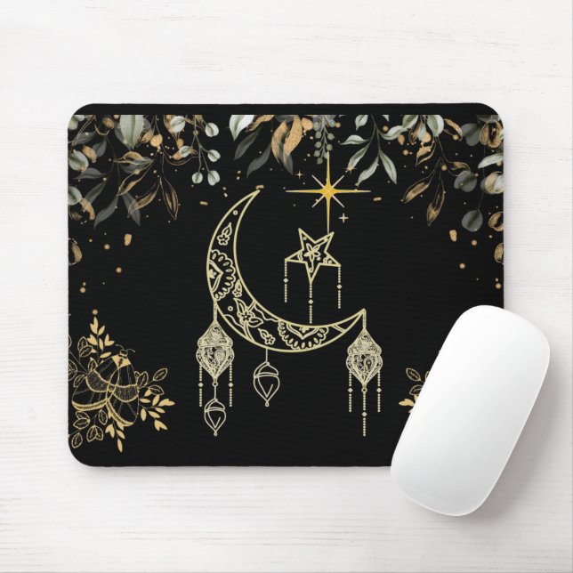 Tapis De Souris Tumeaux célestes et lune Noir céleste (Avec souris)