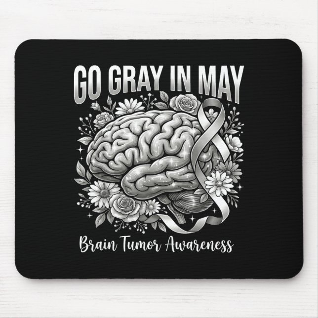 Tapis De Souris Tumeur cérébrale sensibilisation porter gris en ma (Devant)