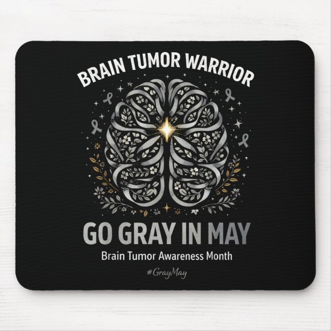Tapis De Souris Tumeur cérébrale sensibilisation porter gris en ma (Devant)