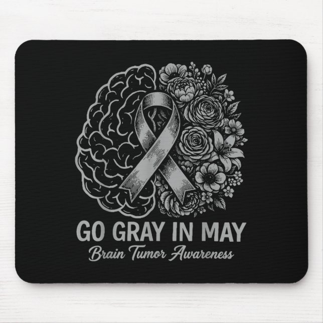 Tapis De Souris Tumeur cérébrale sensibilisation porter gris en ma (Devant)