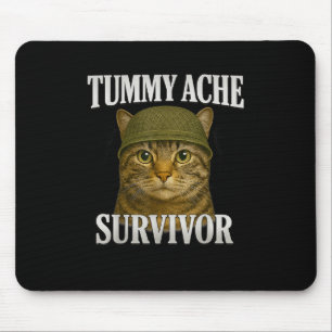 Tapis De Souris Tummy Ache Survivante Chat Mème Drôle Kitten Cadea
