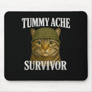 Tapis De Souris Tummy Ache Survivante Chat Mème Drôle Kitten Cadea
