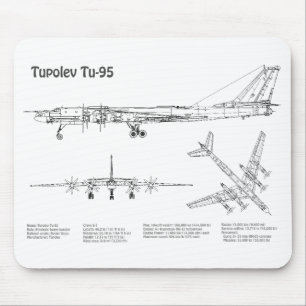 Tapis De Souris Tupolev Tu-95 - Plan de plan d'avion BD