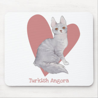 Tapis De Souris Turc Angora Chat Aquarelle Kitty Coeur rose