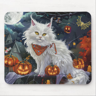 Tapis De Souris Turc Angora Chat Halloween Éffrayant