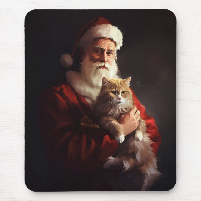 Tapis De Souris Turc Angora Chat Santa Claus Festif Noël (Devant)