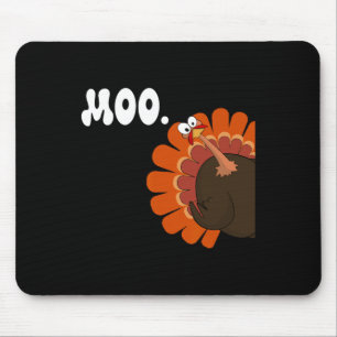 Tapis De Souris Turquie Moo Drôle Thanksgiving Turquie Fake Cow Mo