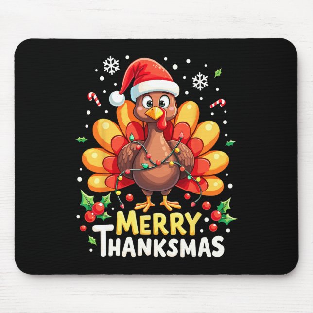 Tapis De Souris Turquie Père Noël Joyeux Joyeux Thanksmas Thanksgi (Devant)