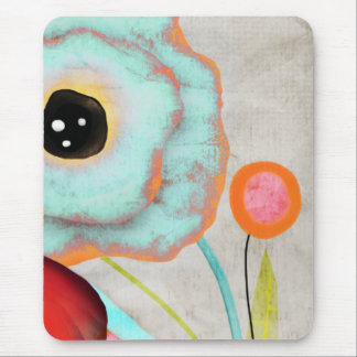 Tapis De Souris Turquoise aigue-marine zoom coquelicot