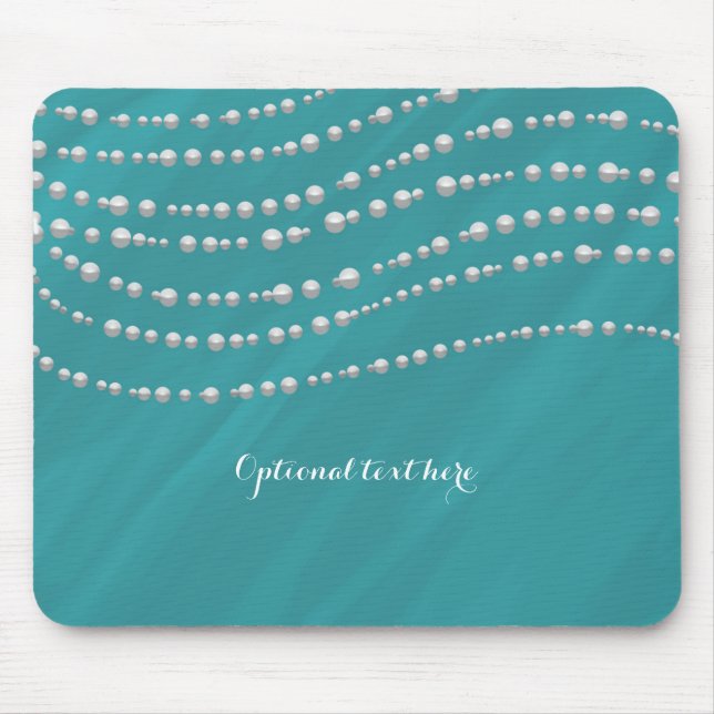 Tapis De Souris Turquoise Bleu & Perles Élégant Glamor Chic (Devant)