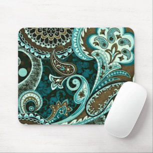 Tapis De Souris Turquoise Brun Paisley Vintage