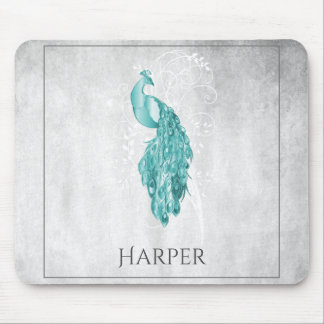 Tapis De Souris Turquoise Elegant Peacock Personnalisé Pad Souris