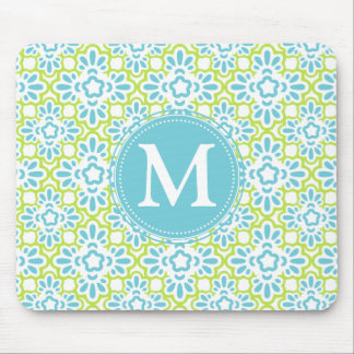 Tapis De Souris Turquoise élégante de damassé d'arabesque