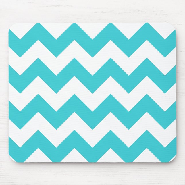 Tapis de souris turquoise et blanc de Chevron (Devant)