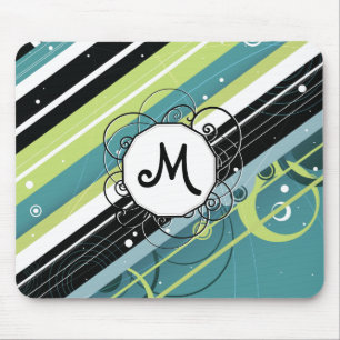 Tapis De Souris Turquoise et chaux - Grandes lignes modernes et ré