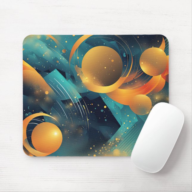 Tapis De Souris Turquoise et Gold Sphere Abstrait (Avec souris)