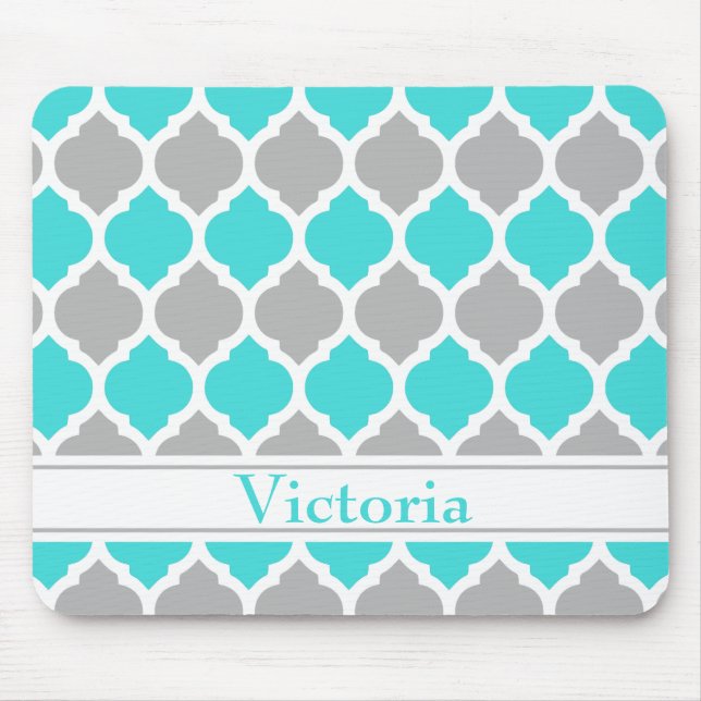 Tapis De Souris Turquoise et gris Marocain Trellis Motif (Devant)