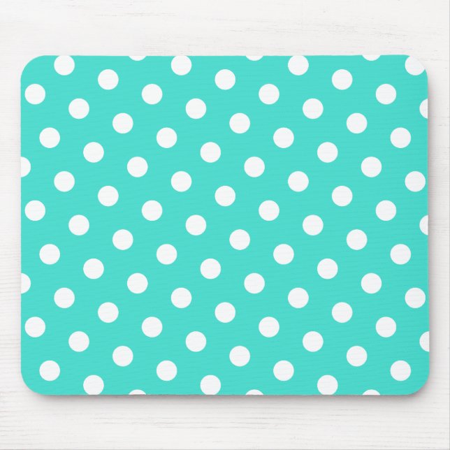 Tapis De Souris Turquoise et pois blancs (Devant)